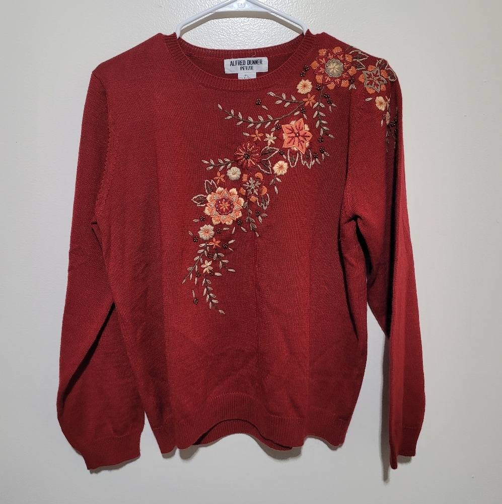 Alfred Dunner Women's Wool Blend  Sweater with Floral‎ Design PL